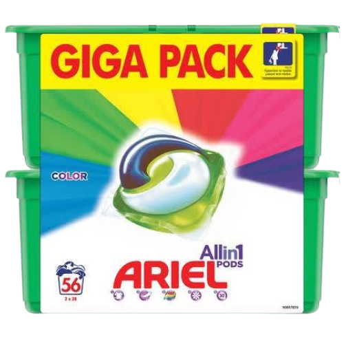 Κάψουλες ARIEL pods Allin1 color gigapack 56τμχdelist